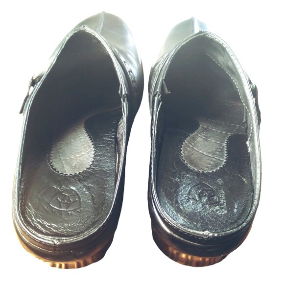 Ariat Black Leather Clogs Women's 7B Ring Buckle Equestrian Western Goth Preppy - Picture 3 of 11
